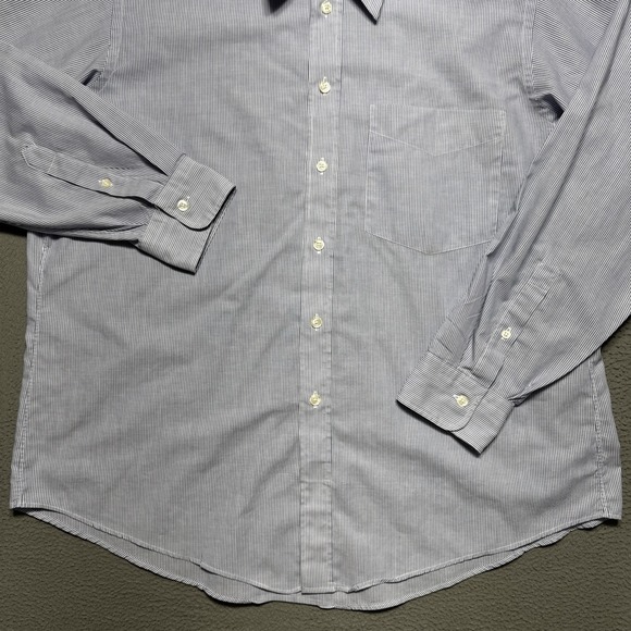 Christian Dior Monsieur Dress Shirt Mens 17 1/2 - 35 Blue‎ Striped Career Office - Picture 3 of 12